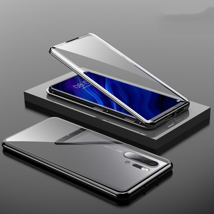 Double-sided tempered glass phone case with magnetic metal frame