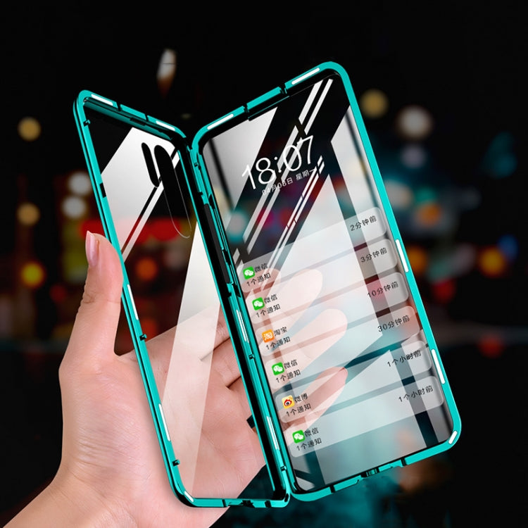 Magnetic tempered glass phone case with two-sided screen protection