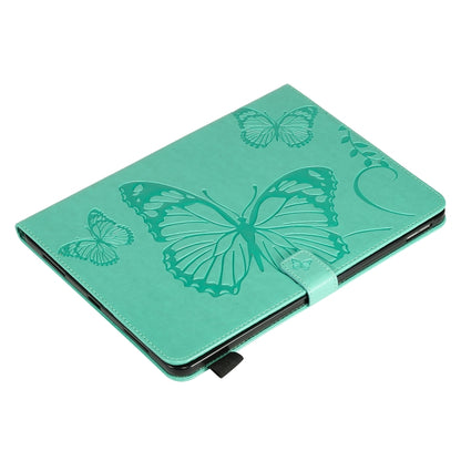 Green butterfly-print leather folio case with slim flip cover and corner strap