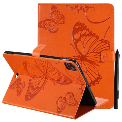 Orange butterfly pattern flip leather case with front cover and stand