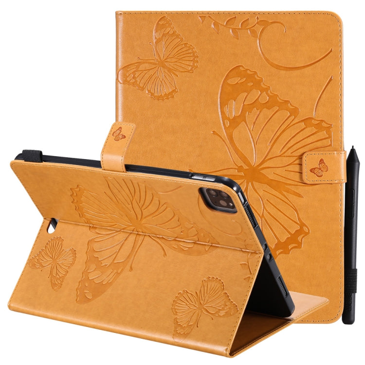 Orange butterfly-pattern flip leather case with stand and card-slot holder