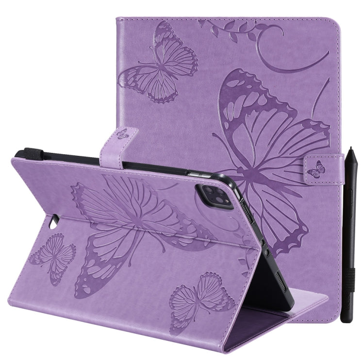 Purple leather flip case with butterfly pattern, magnetic flap and stand holder