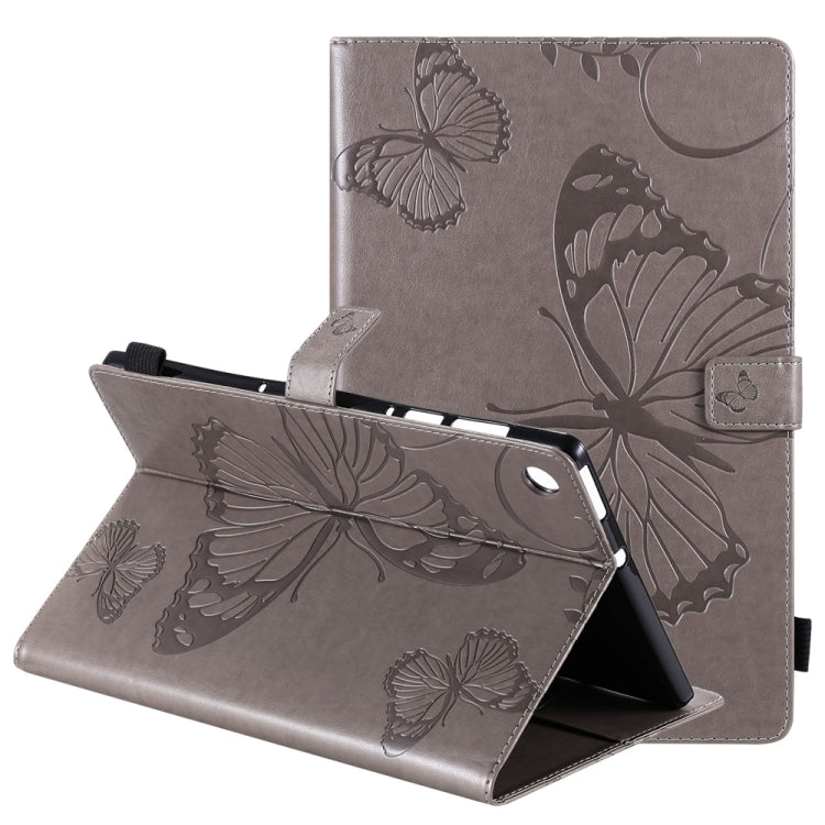 Gray butterfly pattern flip leather case with card-sleeve style front and stand