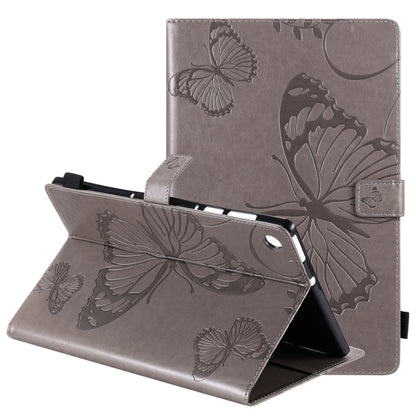 Gray butterfly pattern flip leather case with card-sleeve style front and stand