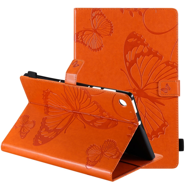 Orange butterfly pattern flip leather case with folio stand and front flap