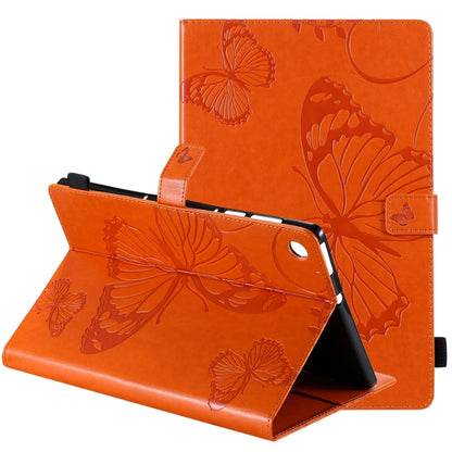 Orange butterfly pattern flip leather case with folio stand and front flap