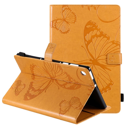 Orange butterfly-pattern flip leather case with folio stand, card-slot style pocket