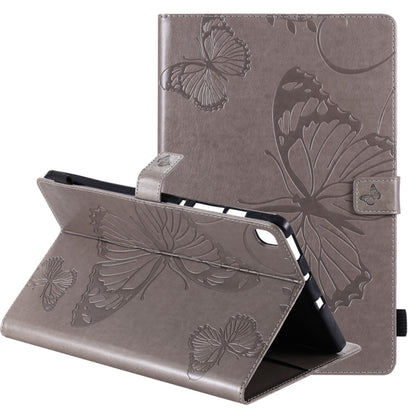Gray butterfly pattern flip leather case with folio stand and front flap
