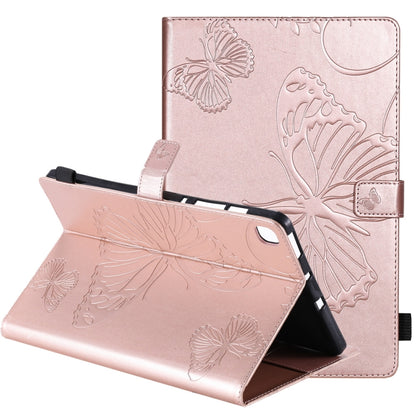 Rose gold leather flip case with butterfly pattern, open cover with stand support