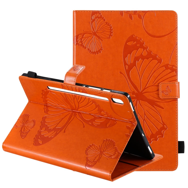 Orange butterfly pattern flip leather case with folio stand and side opening