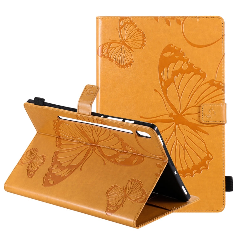 Orange butterfly-pattern flip leather case with folio stand and holder