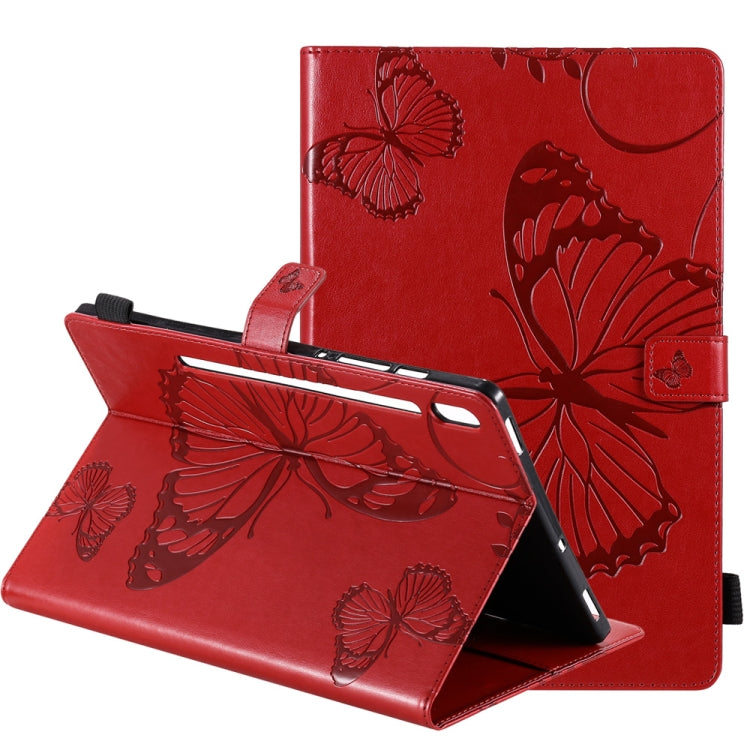 Red butterfly-pattern flip leather case with folio stand and holder
