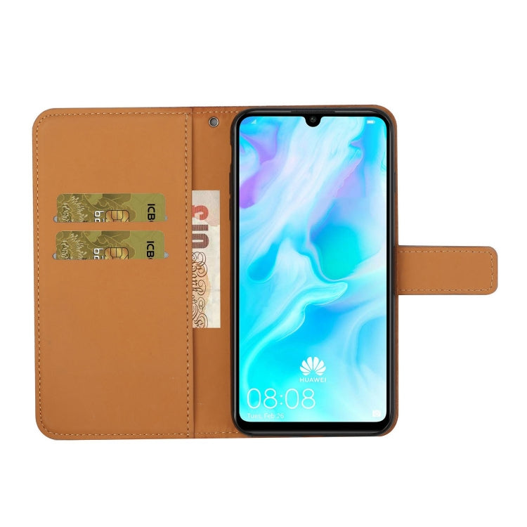 Brown embossed leather folio case with inner card pockets and flip closure