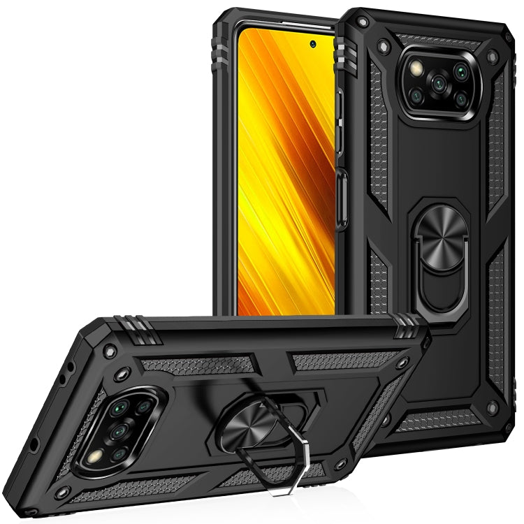 Black rugged phone case with kickstand and textured grip edges, camera opening
