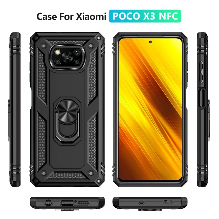 Black rugged phone case with rotating stand ring, side buttons and camera cutout