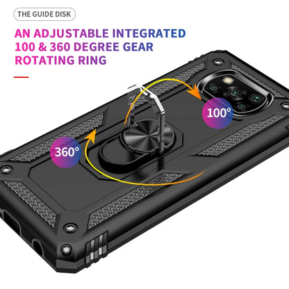 Black rugged phone case with adjustable 100/360 rotating ring holder on back