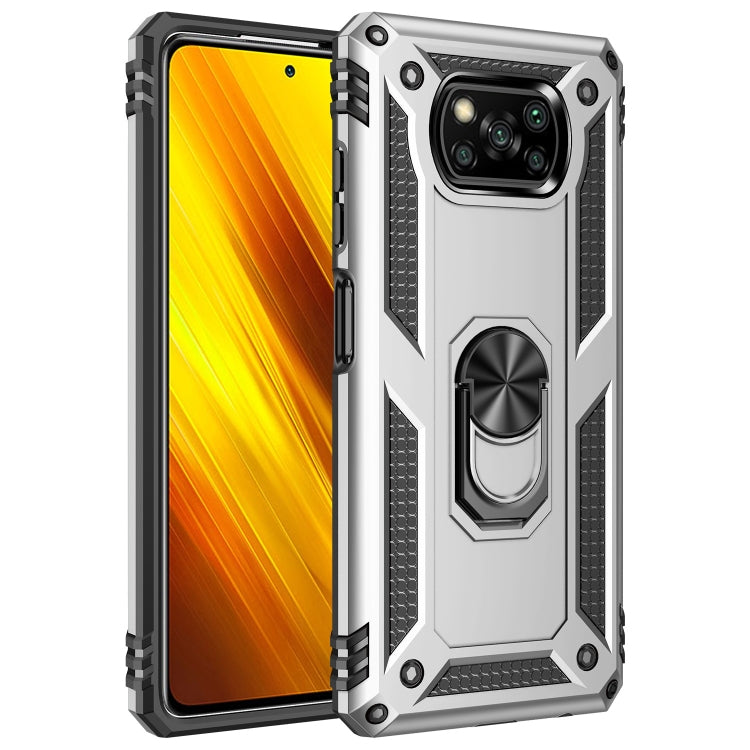 Shockproof protective phone case with rotating holder, silver and black, for phone