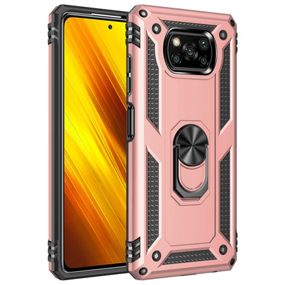 Shockproof protective phone case with rotating holder, rose gold and black, for phone