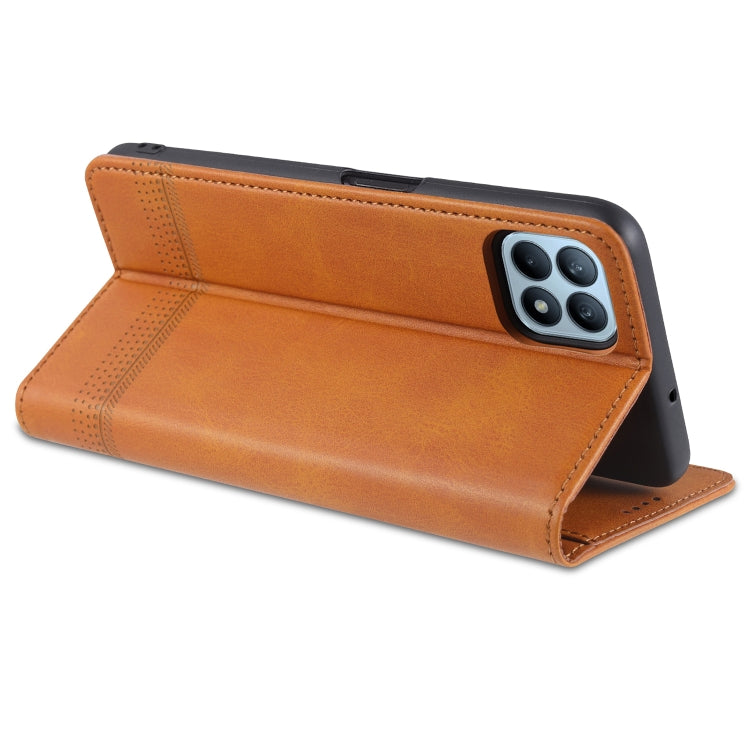 Orange flip phone case interior with multiple card slots and phone securely fitted