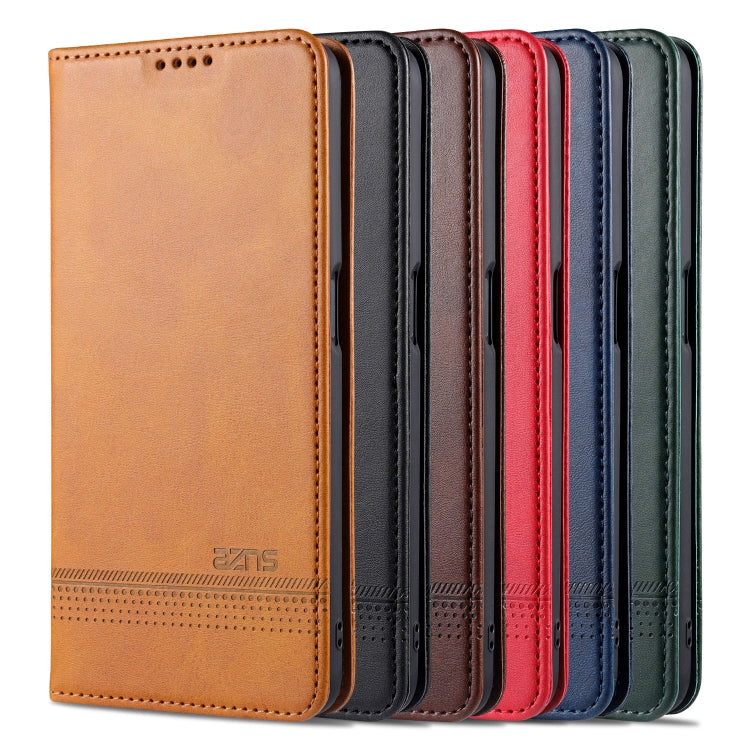 Magnetic flip phone cases in multiple colors: brown, black, red, blue, green