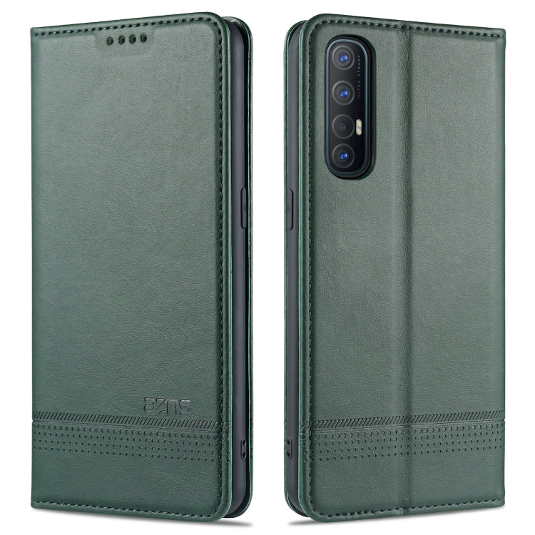 Green leather flip phone case with card holder, stitched edges, rear camera cutout