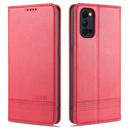 Red magnetic flip leather phone case with card slots, phone-cover front and camera-side.