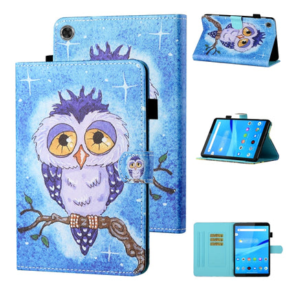 Blue owl print flip leather case for tablet, with card slot and stand holder