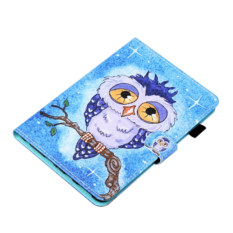 Blue owl print leather flip case with foldable stand and card holder