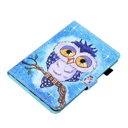 Blue owl print leather flip case with foldable stand and card holder