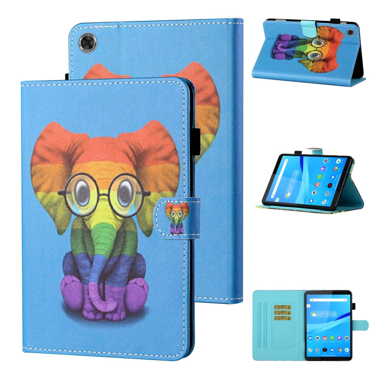 Blue animal owl wearing glasses leather flip case with stitched edges