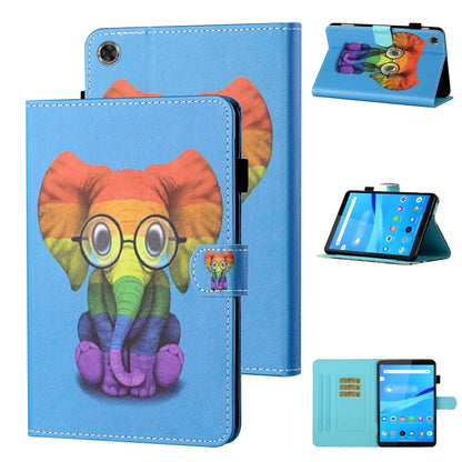 Blue animal owl wearing glasses leather flip case with stitched edges