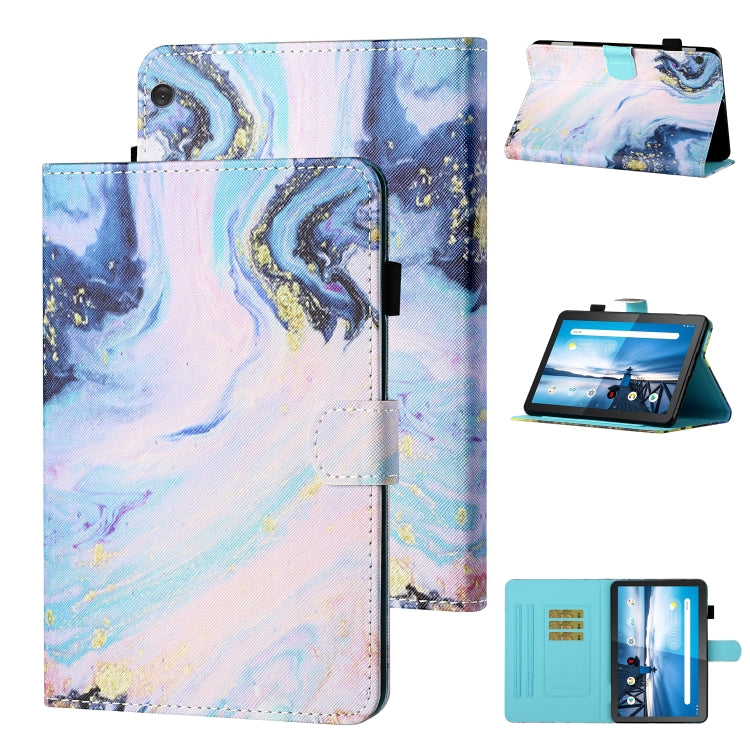 Pastel swirl marbled tablet flip leather case with card slot and folding stand holder