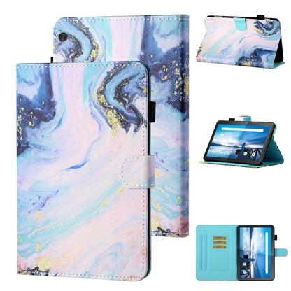 Pastel swirl marbled tablet flip leather case with card slot and folding stand holder