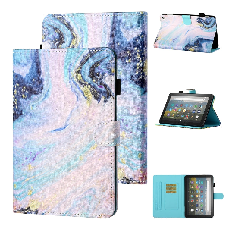 Pastel marbled-print leather flip case with card slot and holder, sleep/wake function