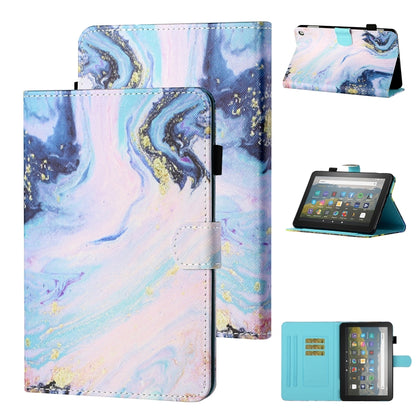 Pastel marbled-print leather flip case with card slot and holder, sleep/wake function