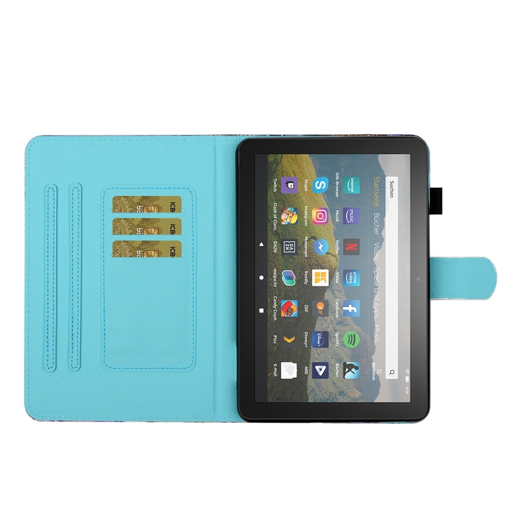 Light blue tablet flip case interior with card slots and holding strap