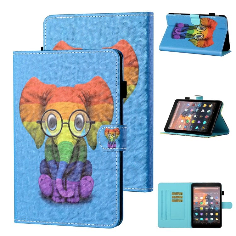 Blue colorful elephant leather flip case with card slot and folio stand