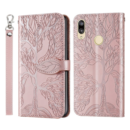 Rose gold embossed leather wallet flip phone case with card slot and lanyard strap