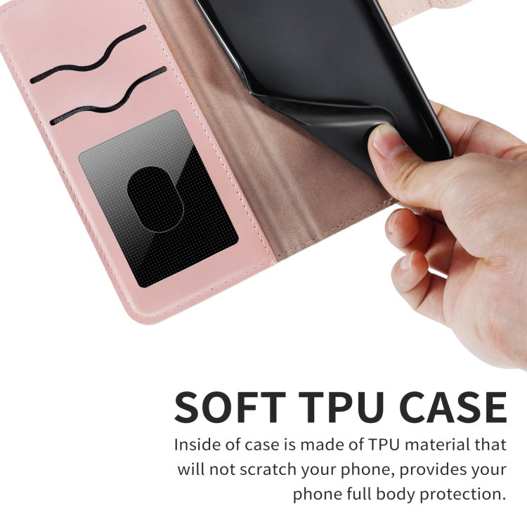Rose gold flip wallet case interior with card slots and protective TPU phone cover