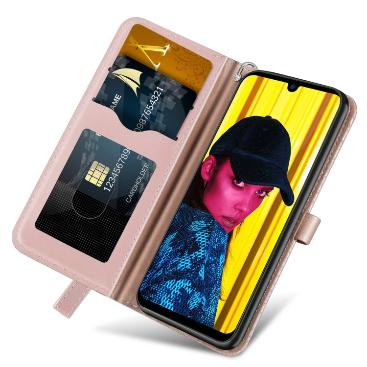 Rose gold flip wallet phone case with card slots and phone screen protection cover