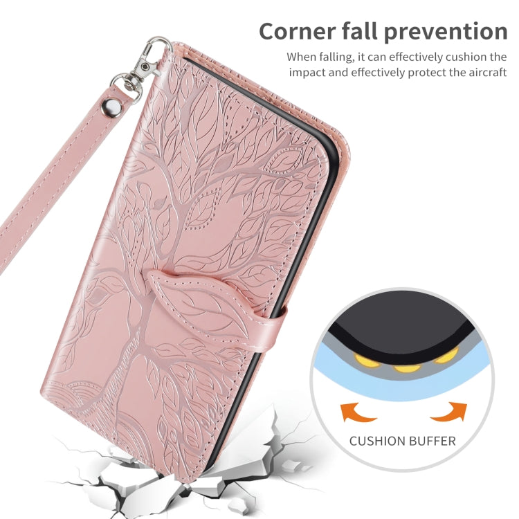 Rose gold folio flip phone case with reinforced corners and cushion protection