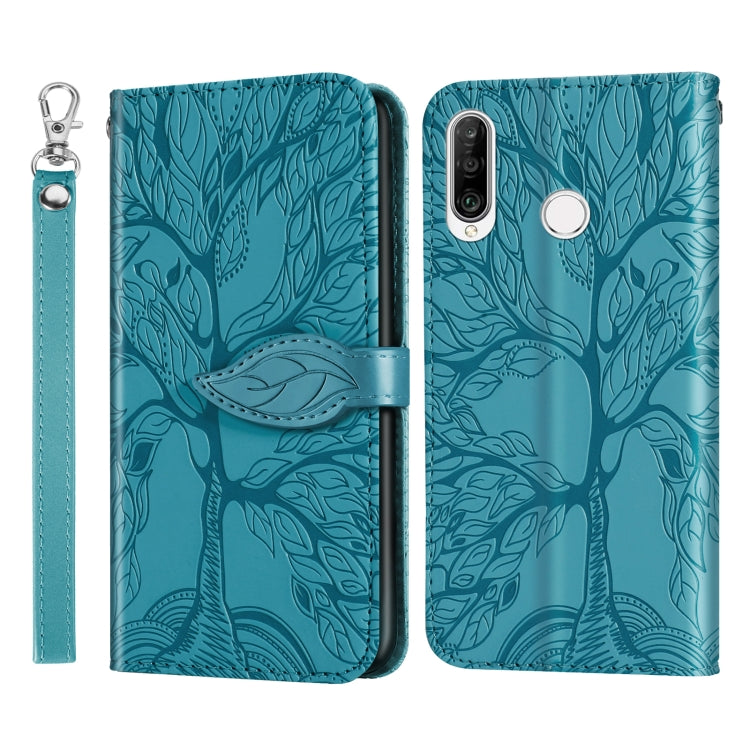 Turquoise embossed leather wallet flip phone case with lanyard strap and magnetic flap