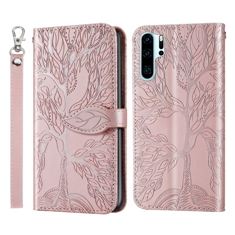 Rose gold embossed leaf-pattern flip wallet phone case with lanyard strap
