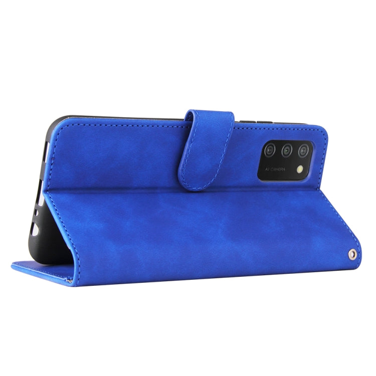 Blue PU leather folio flip case with stand cover and magnetic buckle strap