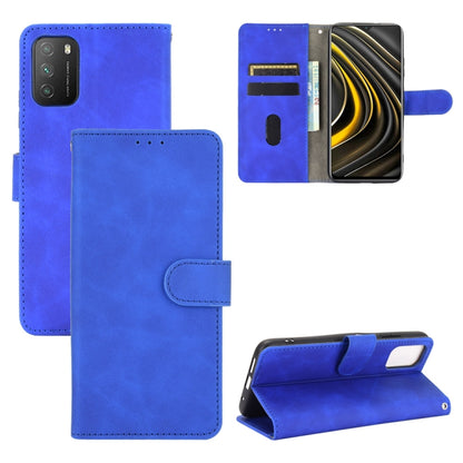Blue PU leather flip wallet case with magnetic closure, card slot, and phone holder.