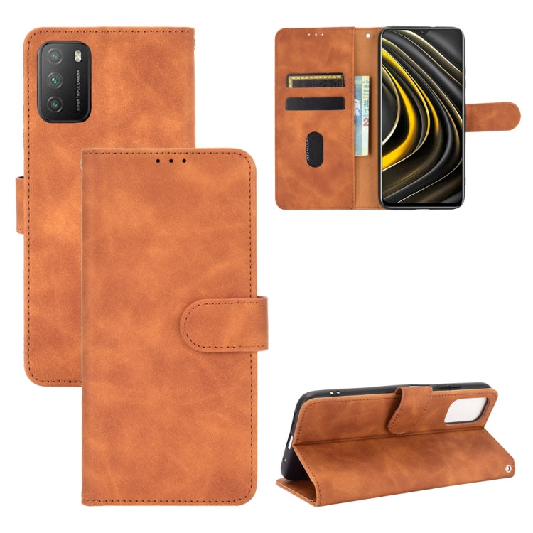 Brown PU leather flip wallet case with magnetic closure, card slot, and phone holder.
