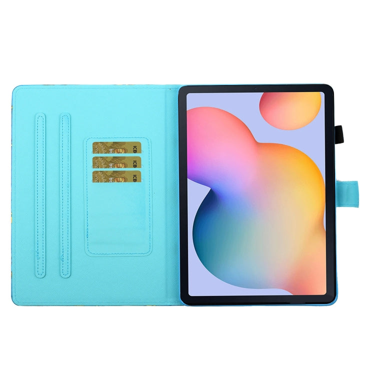 Blue folio tablet case interior with card slots and stand flap