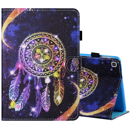 Tablet folio leather case with pen cover, dark star dreamcatcher print, open stand