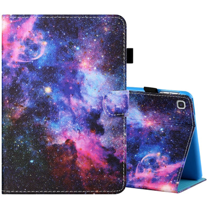 Painted leather-look tablet folio case with starry space galaxy print, stand support