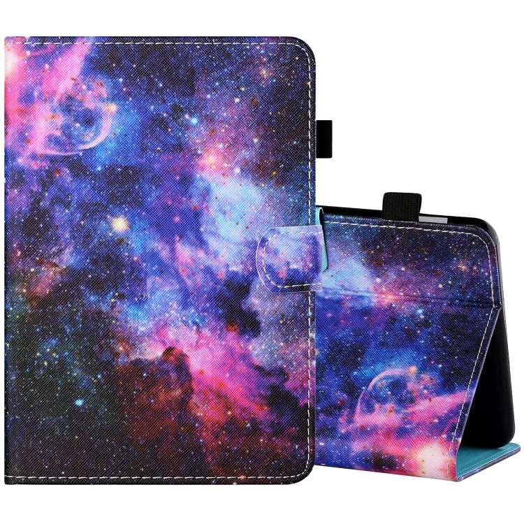 Painted leather-look tablet folio case with cosmic galaxy print, stand support, side flap